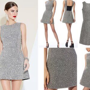 Alice + Olivia Lindsey Embellished RHINESTONE Mini Dress 8 Black Crystal $1995